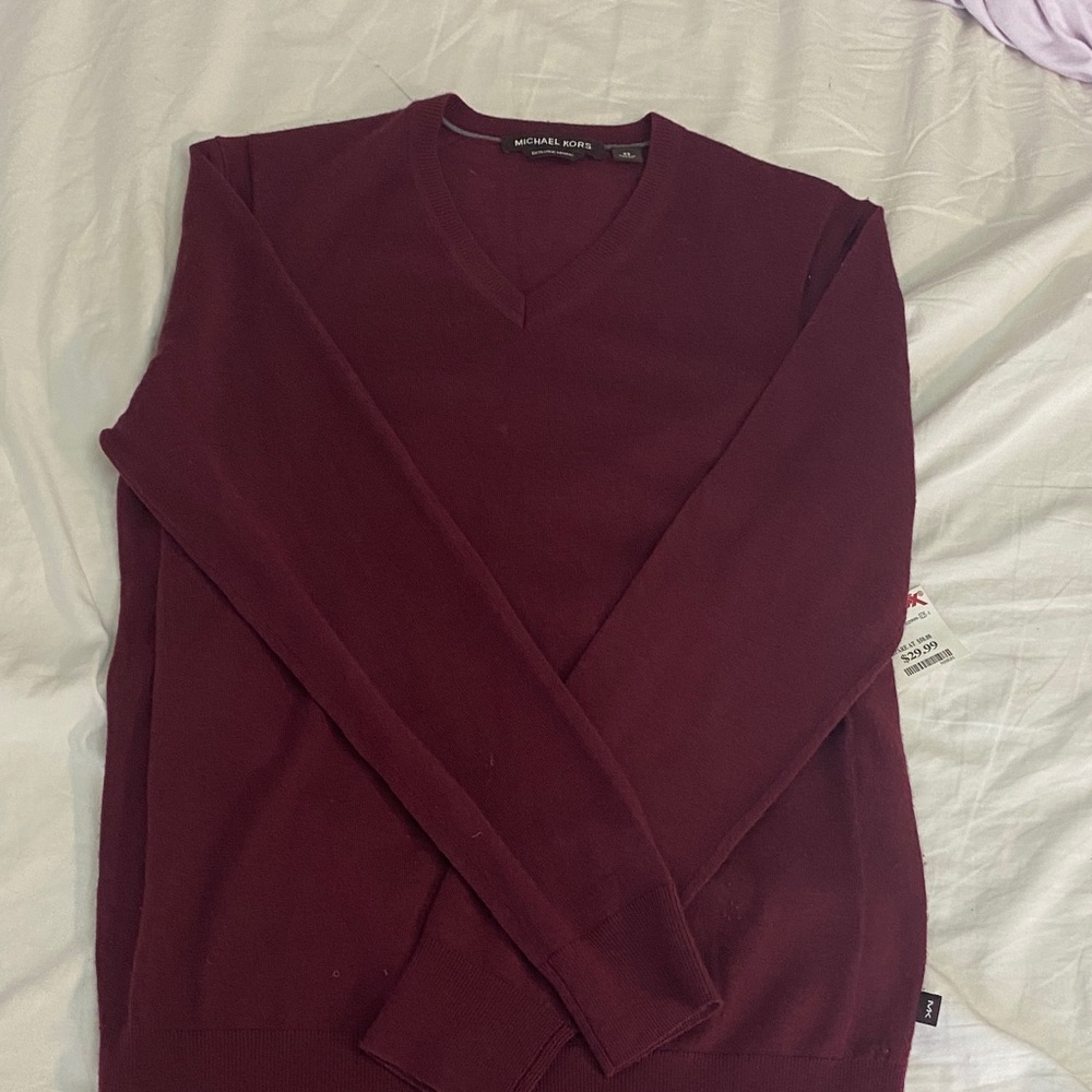 Michael Kors Men's Deep Red V-Neck Sweater